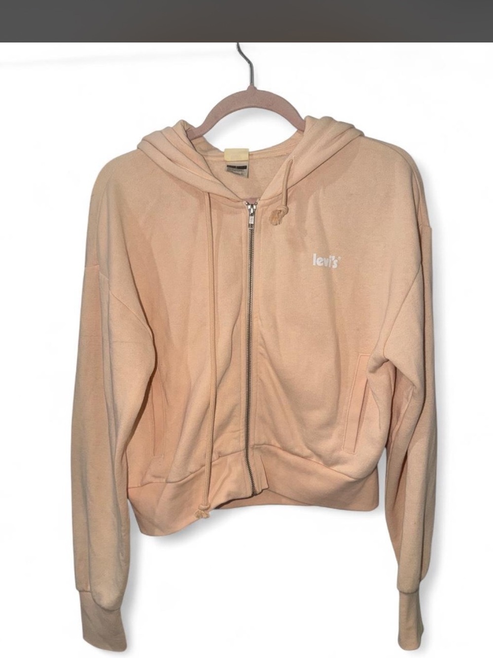 Levi's Peach Zip Hoodie with Metal Zipper